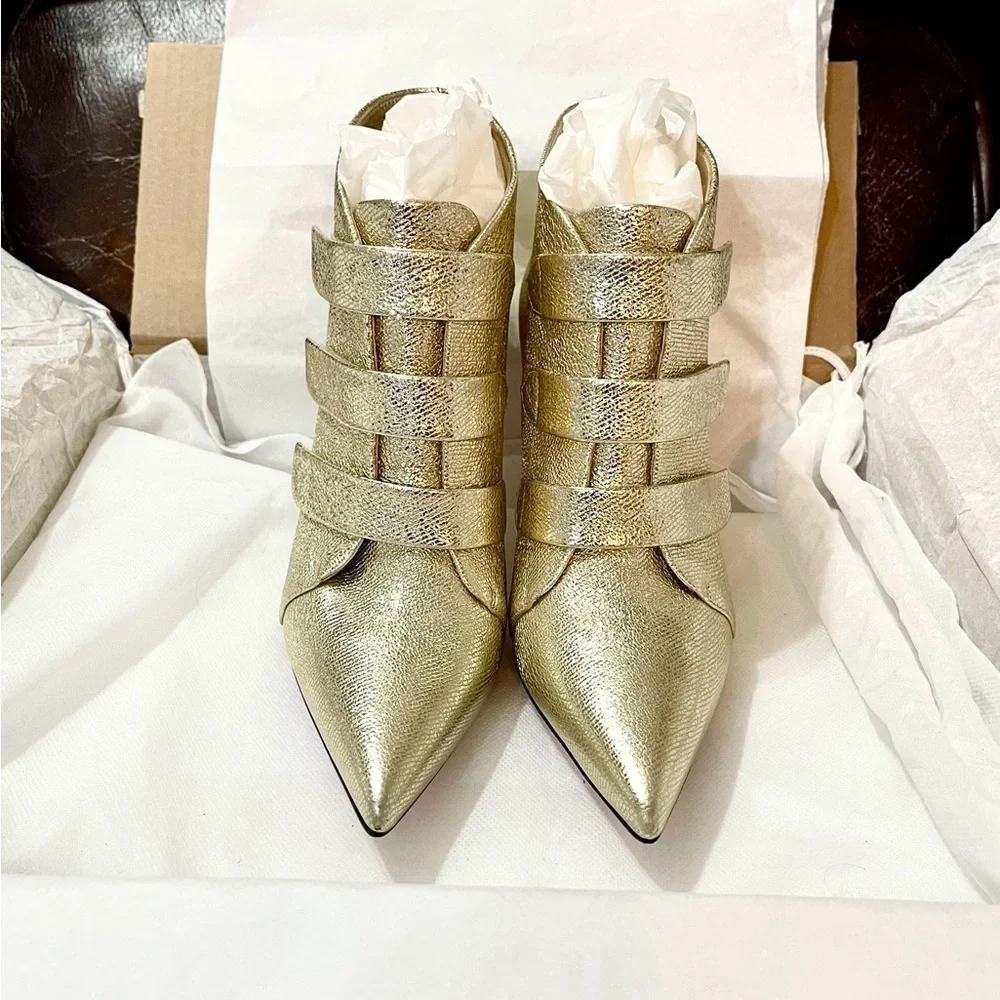 Christian Louboutin Triniboot ankle bootie, shiny gold supple leather EU38.5